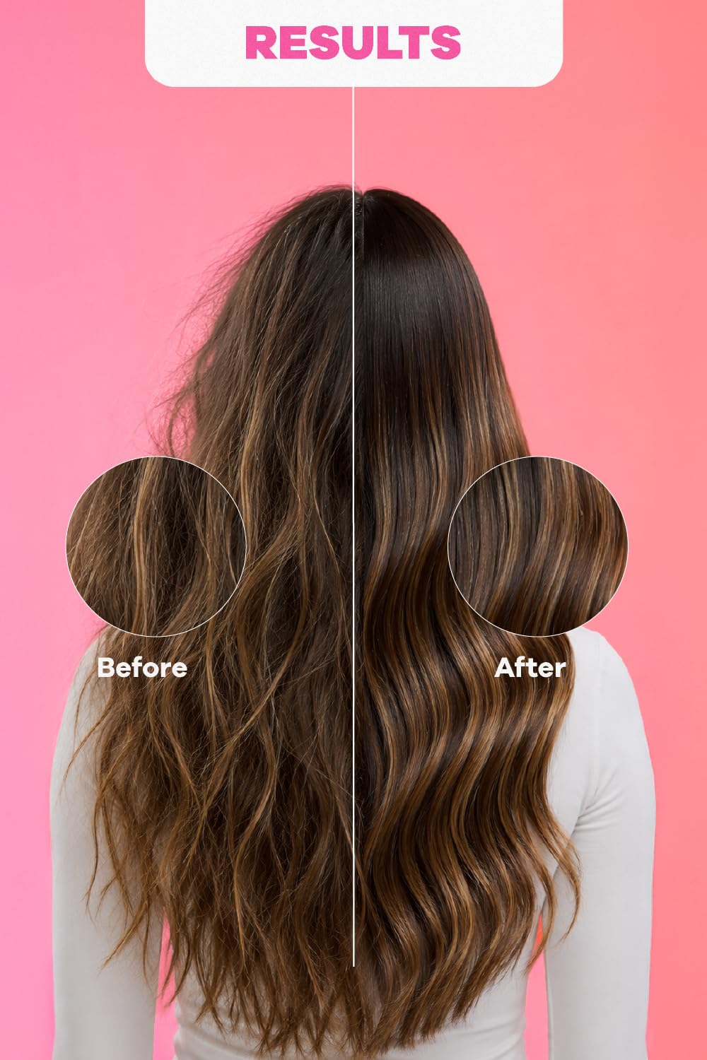 Natural Sant illustrative before and after hair image showing reduced breakage benefit