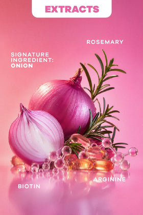 Natural Sant close-up label listing onion, rosemary, biotin and arginine benefits