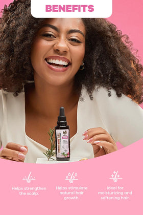 Natural Sant applying serum to scalp demonstrating gentle massage and hydration
