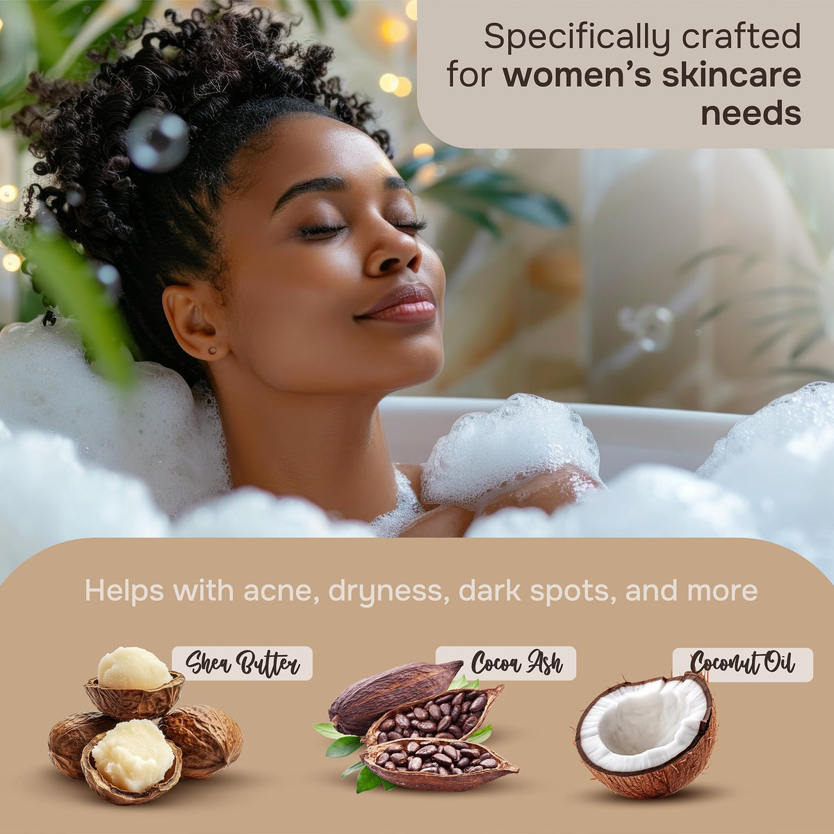 Natural Wunderz creamy lather on hand demonstrating gentle foam and soothing cleanse benefit