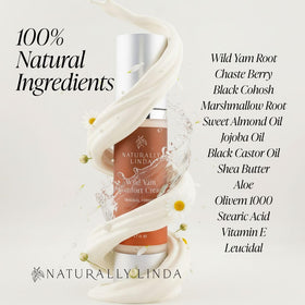 NATURALLY LINDA cream texture close-up highlighting smooth, fast-absorbing finish