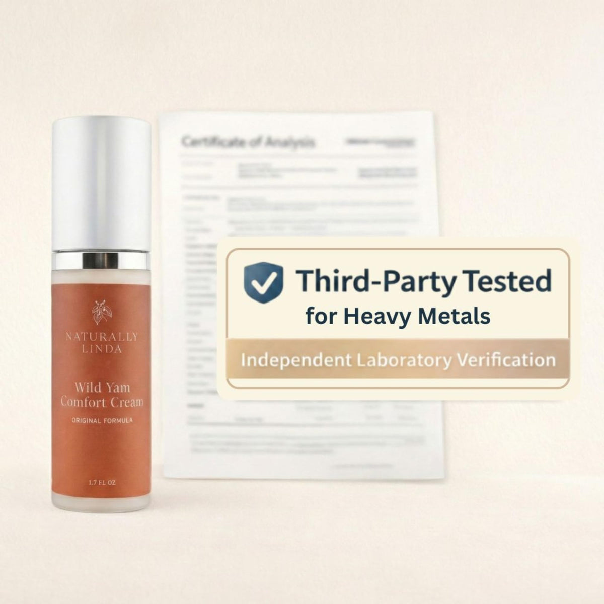 NATURALLY LINDA pump top detail showing hygienic dispenser and easy dosing benefit