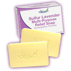Naturasil front packaging showing the lavender sulfur soap and benefits