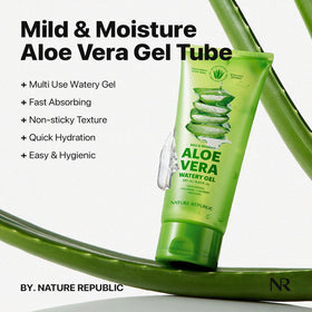 Nature Republic aloe gel texture close-up illustrating lightweight hydration