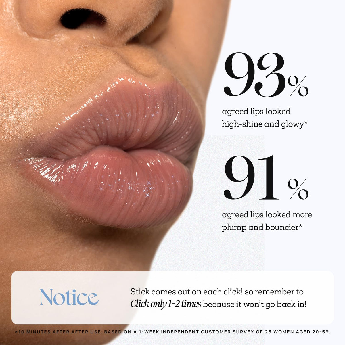 Nature Republic applied on lips with crystal sparkle boosting visible volume
