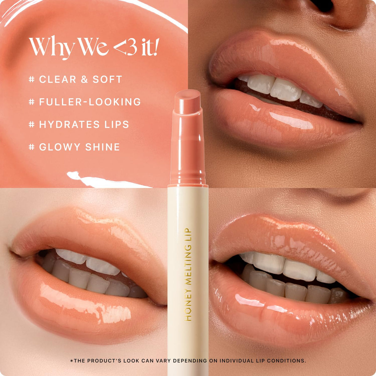 Nature Republic swatch on arm demonstrating sheer apricot tint and luminous shine