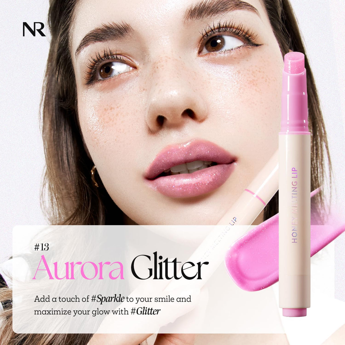 Nature Republic lip stick with cap removed revealing smooth honey-like balm