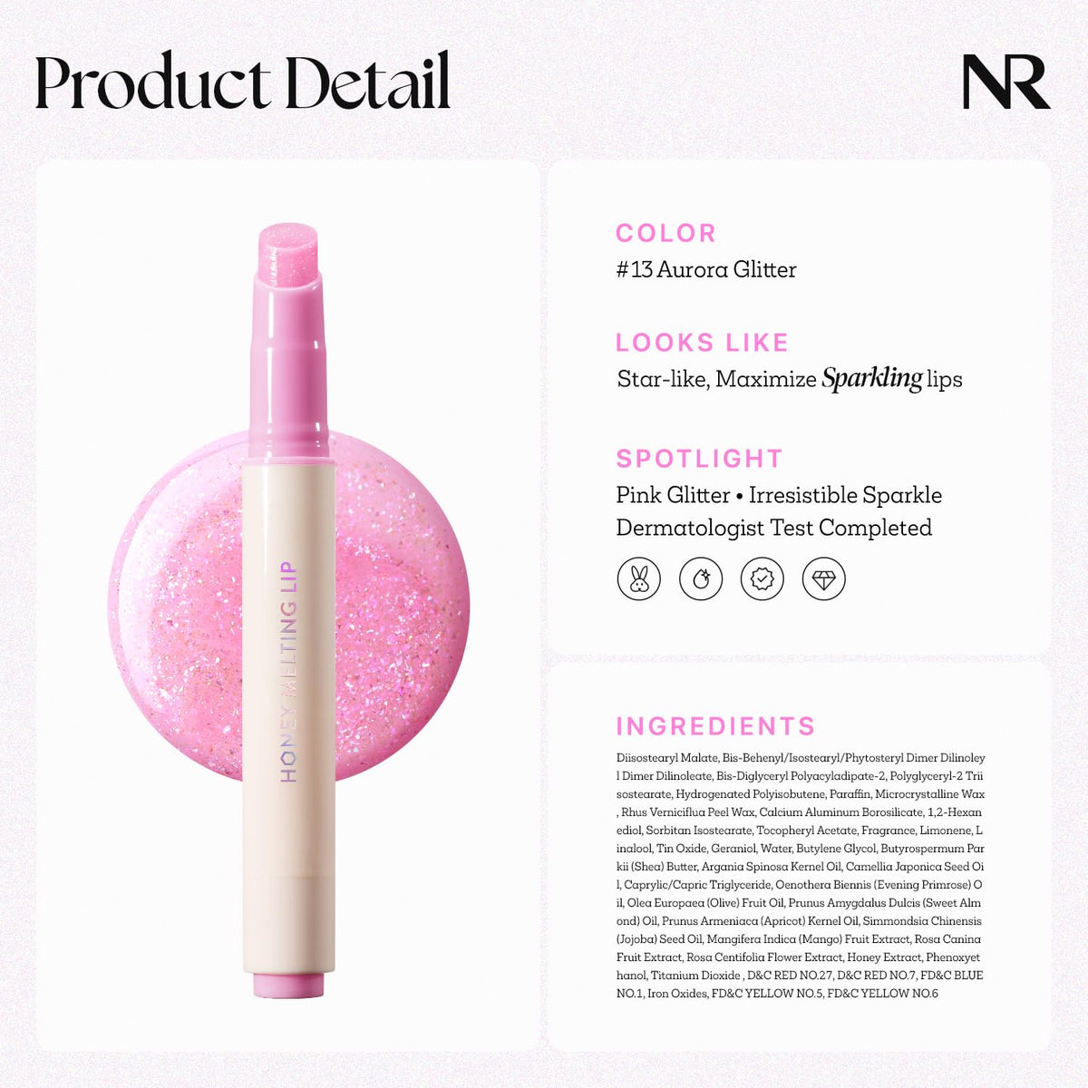 Nature Republic label close-up listing honey extract and shine oil complex