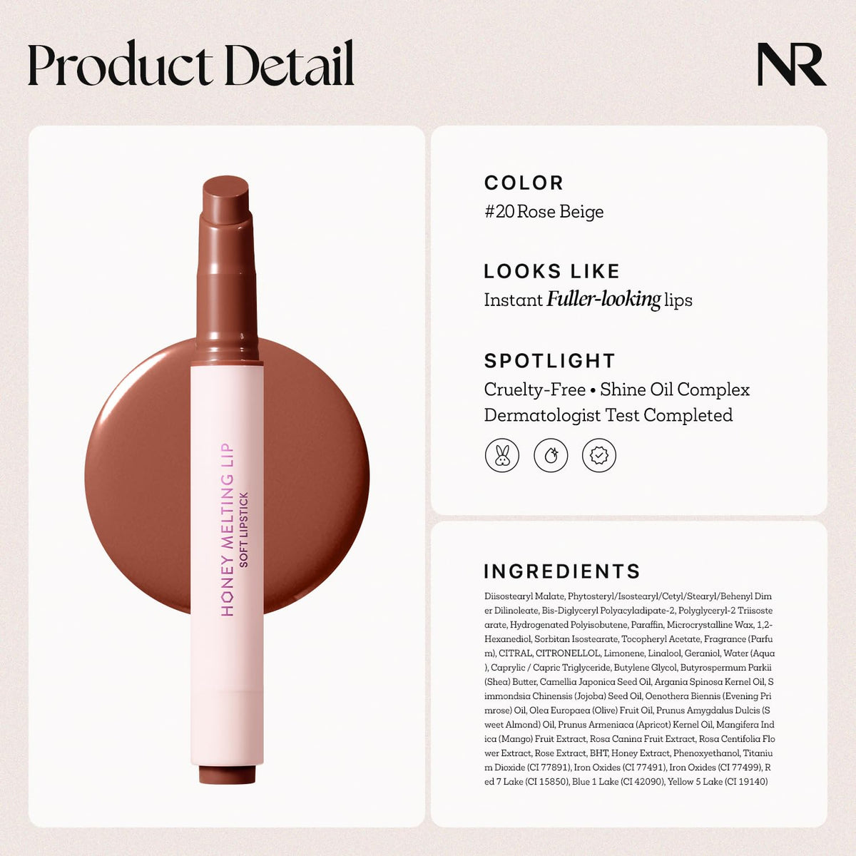 Nature Republic ingredients label showing honey and rose extracts benefits