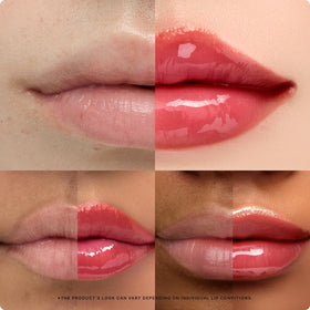 Nature Republic on model lips demonstrating Pomegranate color and dewy sheen