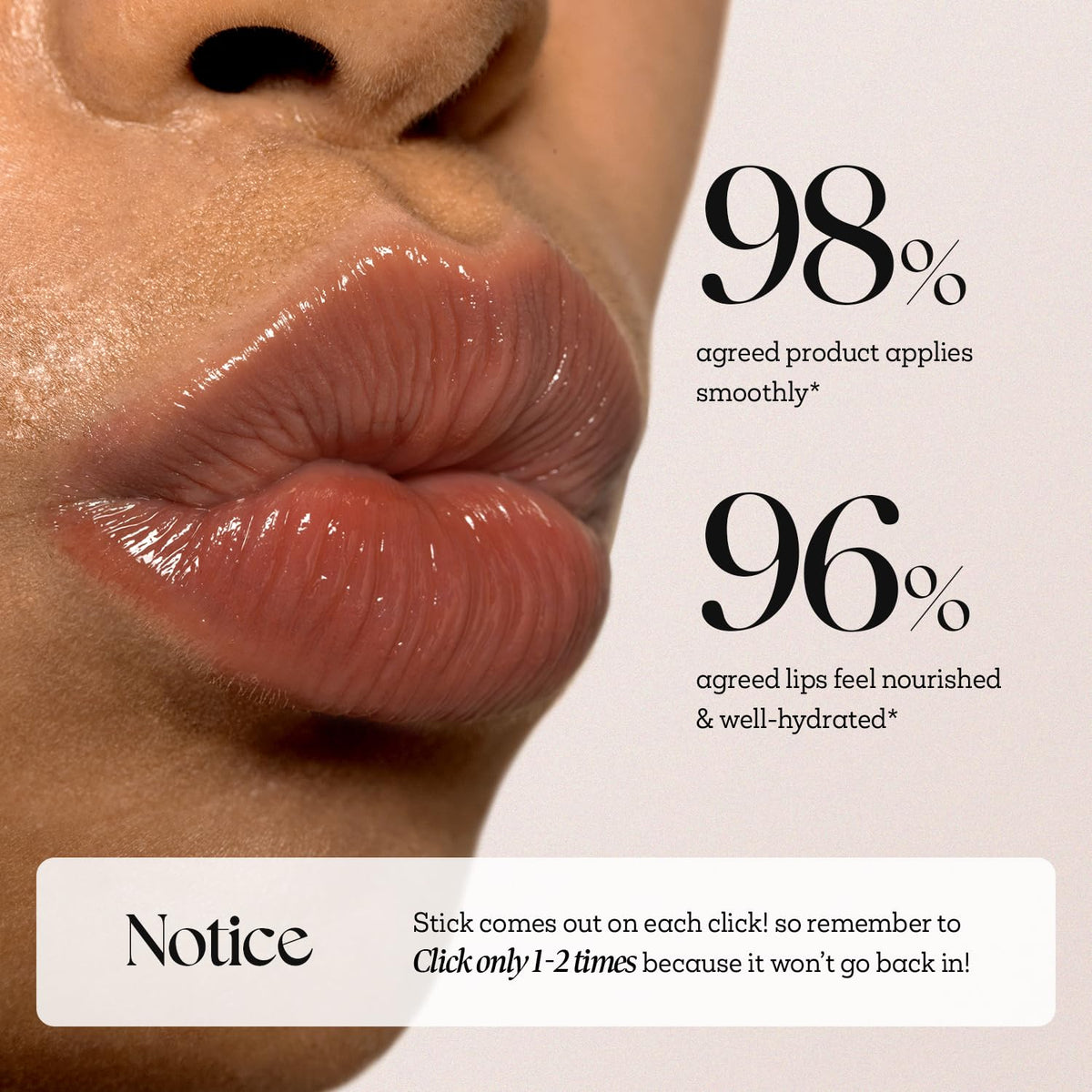 Nature Republic open stick of 20 Rose Brown showing sheer glowy color