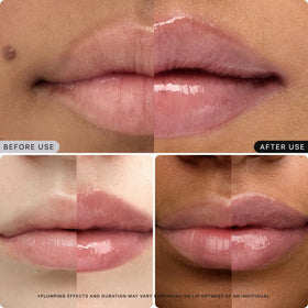 Nature Republic lip swatch on deeper skin showing muted gray-nude finish