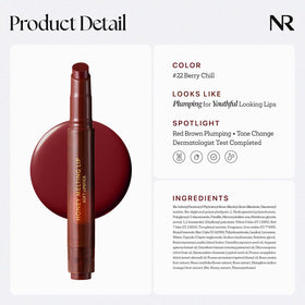 Nature Republic model wearing 22 Berry Chill demonstrating plumped glossy lips