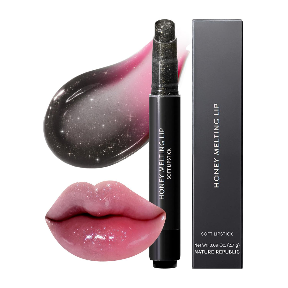 Nature Republic front packaging showing Midnight Sparkle shade and glossy finish benefit