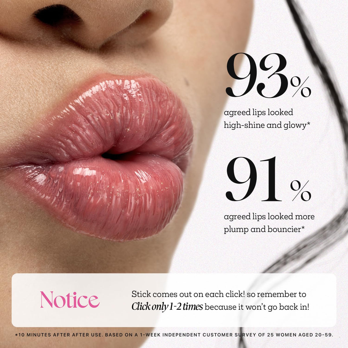 Nature Republic stick tip detail with glitter particles for added plumping effect