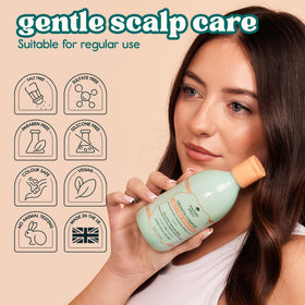 Nature Spell shampoo being massaged into scalp to reduce breakage