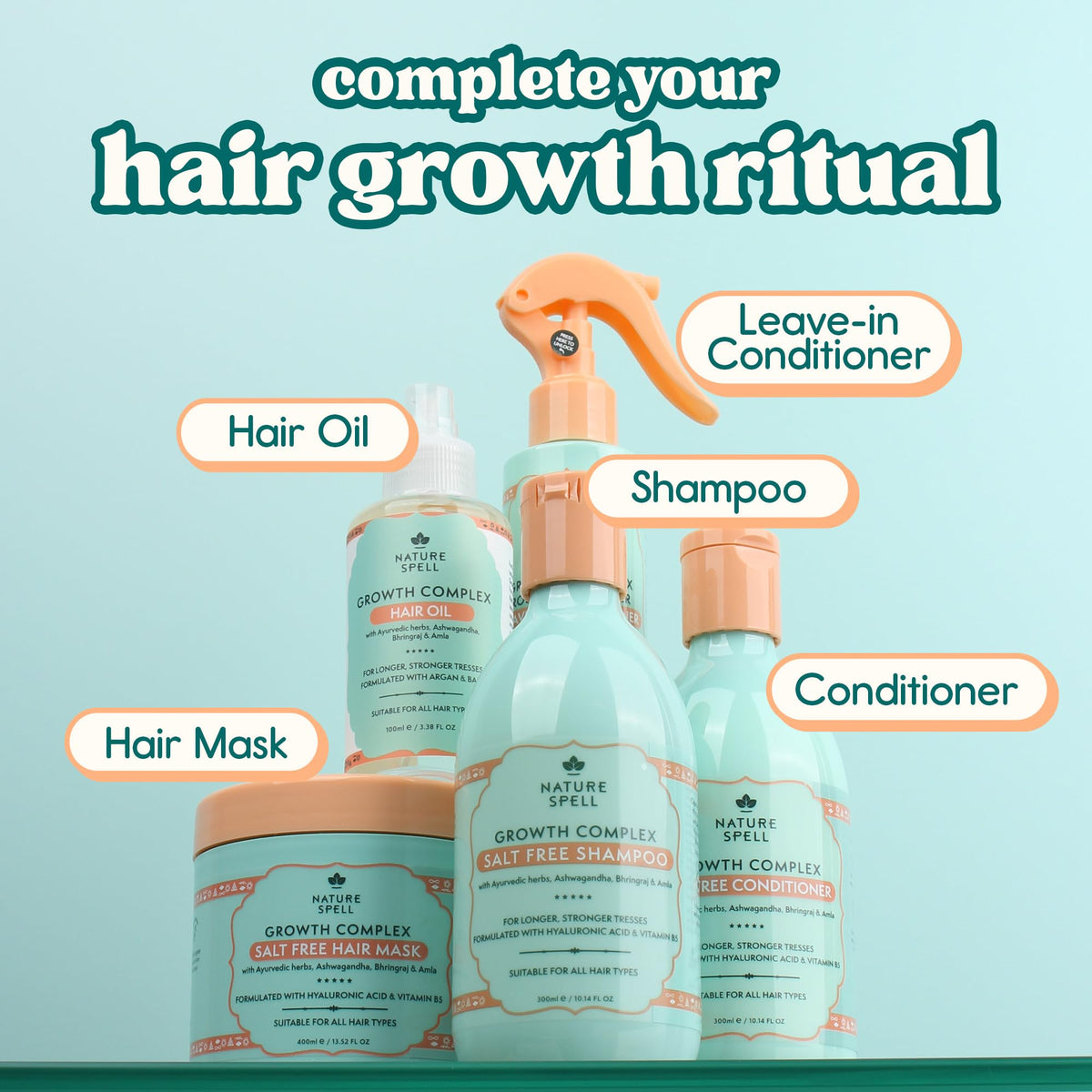 Nature Spell label close-up showing sulfate- and paraben-free claims