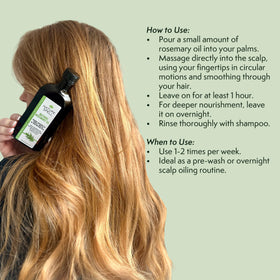 Scalp massage application with Nature Spell rosemary oil, encourages healthy scalp care