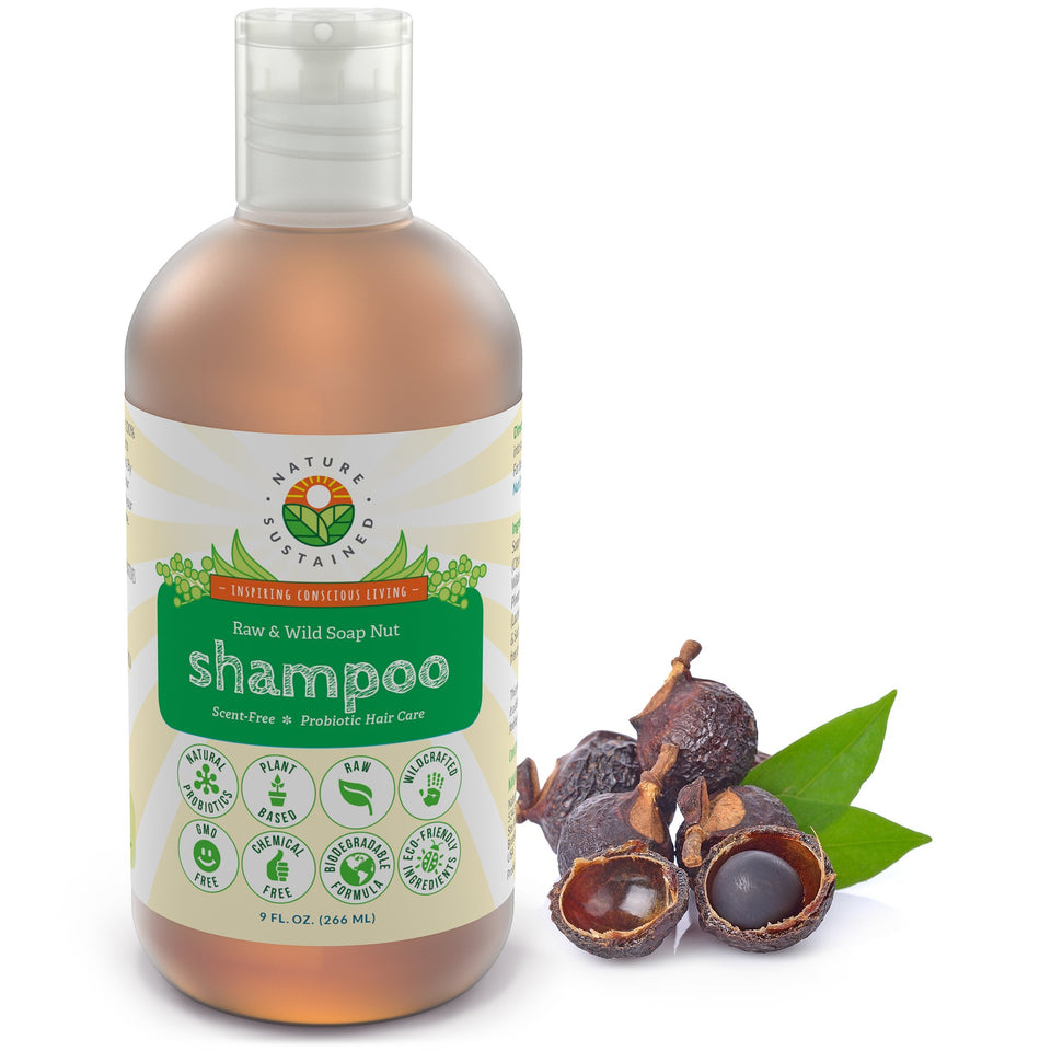 Nature Sustained front bottle view showing clean packaging and organic benefit