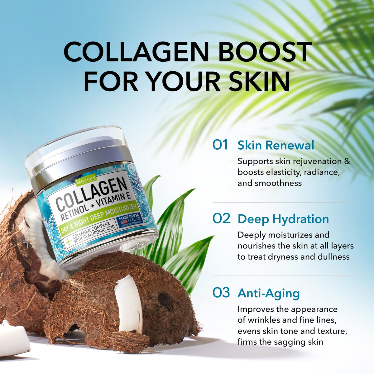 Nature Theory ingredients label listing collagen and hyaluronic acid