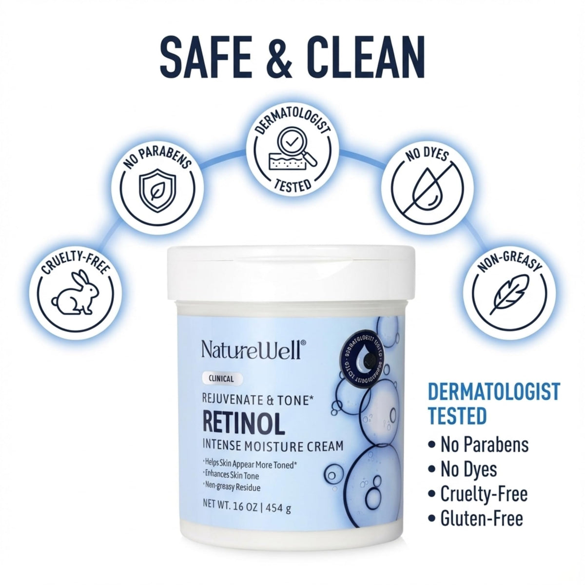 NATURE WELL jar on bathroom counter styled to show everyday skincare routine integration