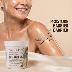 NATURE WELL body use on arm illustrating softened, smoother skin