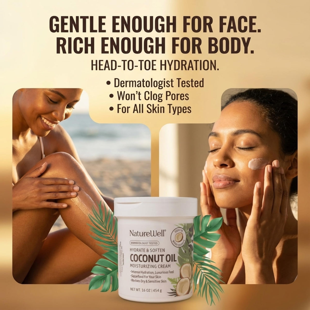 NATURE WELL hand application showing quick absorption and non-greasy feel
