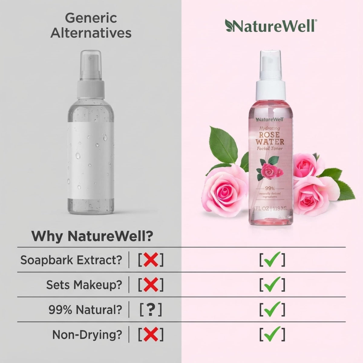 NATURE WELL used to set makeup for a dewy, long-lasting finish