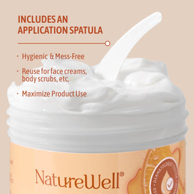 NATURE WELL applied to legs and arms showing smooth, moisturized skin benefit