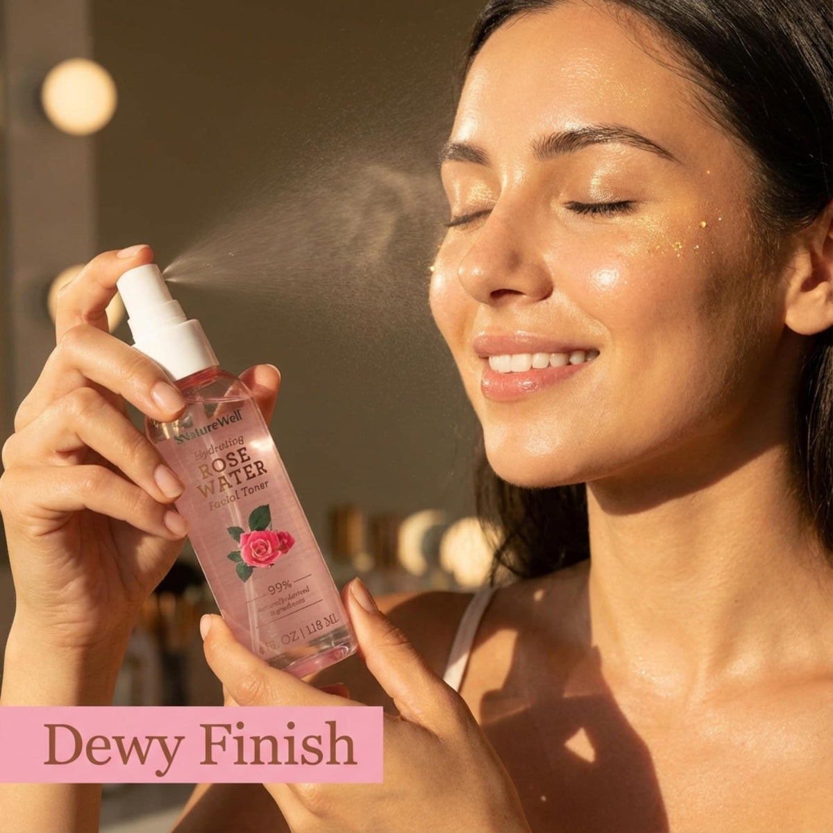 NATURE WELL bottle beside travel bag showcasing portable skincare refresh