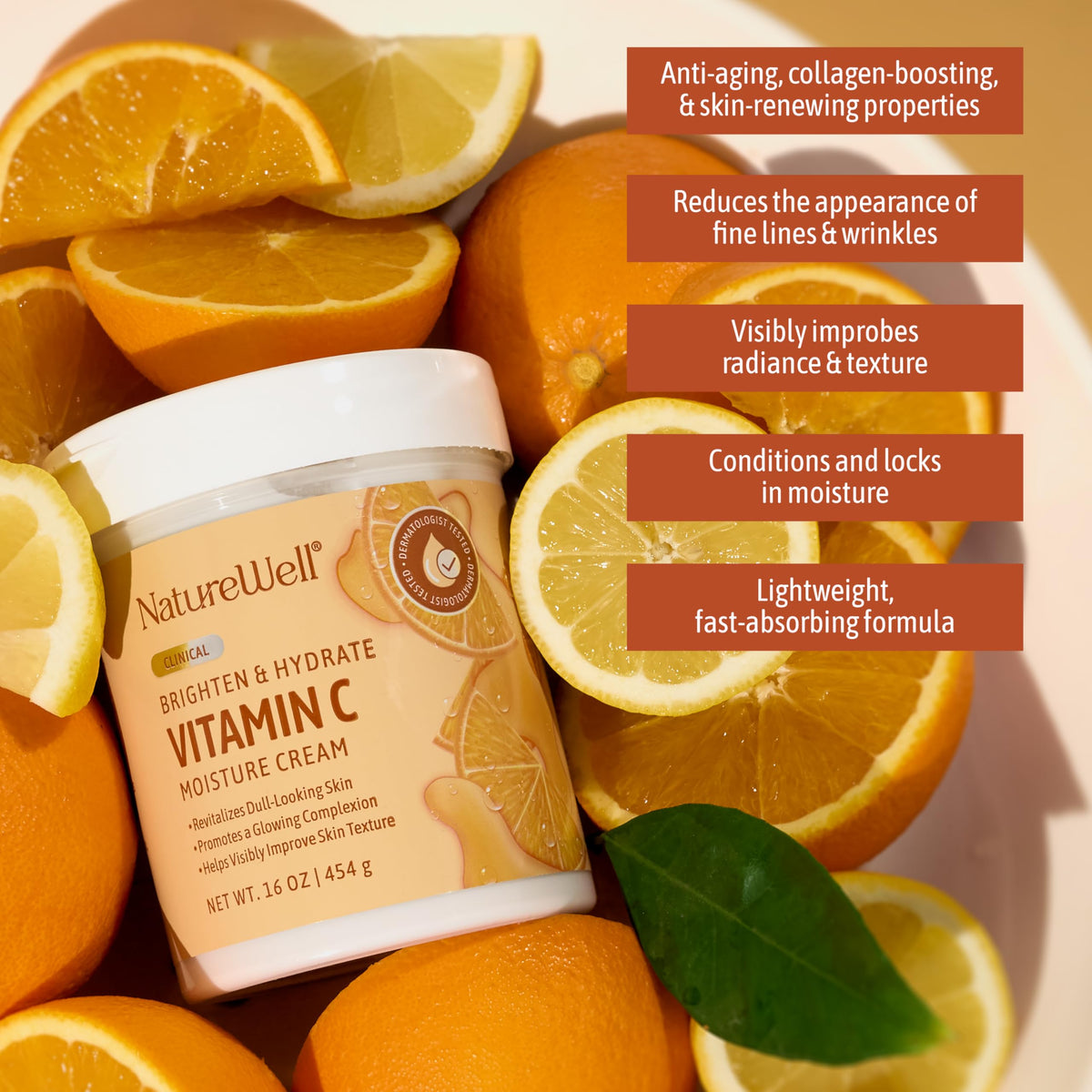 NATURE WELL open jar texture close-up showing creamy absorption benefit