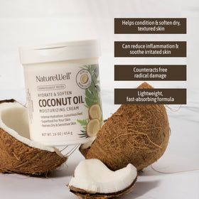 NATURE WELL cream being applied to palm for immediate hydration benefit