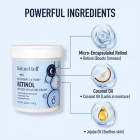 NATURE WELL cream texture close-up highlighting smooth, hydrating formula for soft skin
