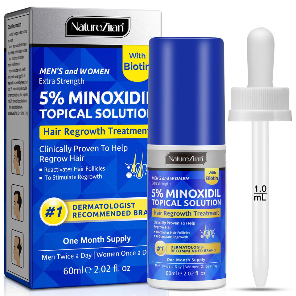 NATURE ZIRAN front packaging showing 5% minoxidil and benefits