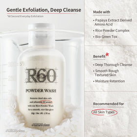 NATURECLASS open jar showing fine powder texture for gentle exfoliation