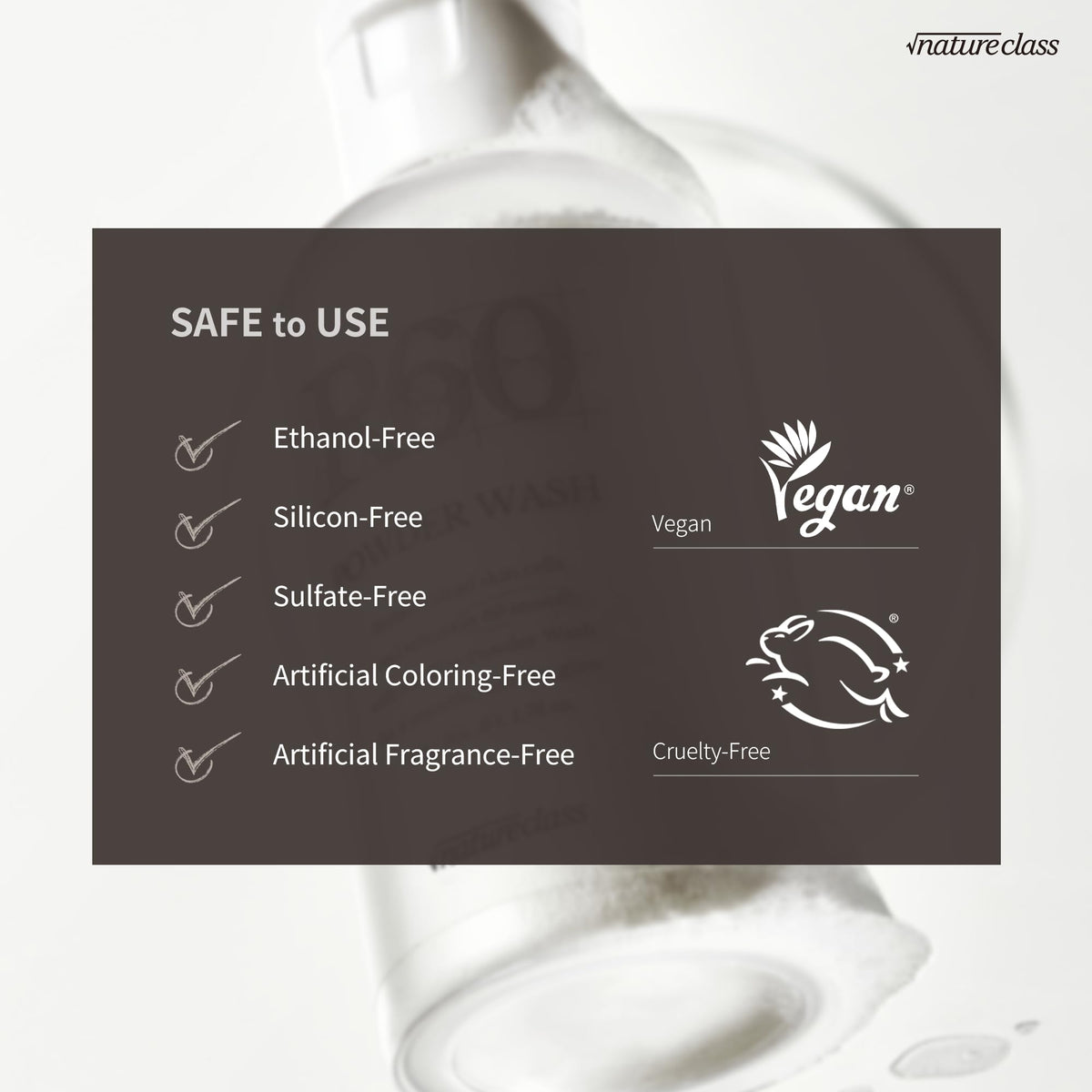 NATURECLASS rinsing face in bathroom demonstrating clean rinse benefit