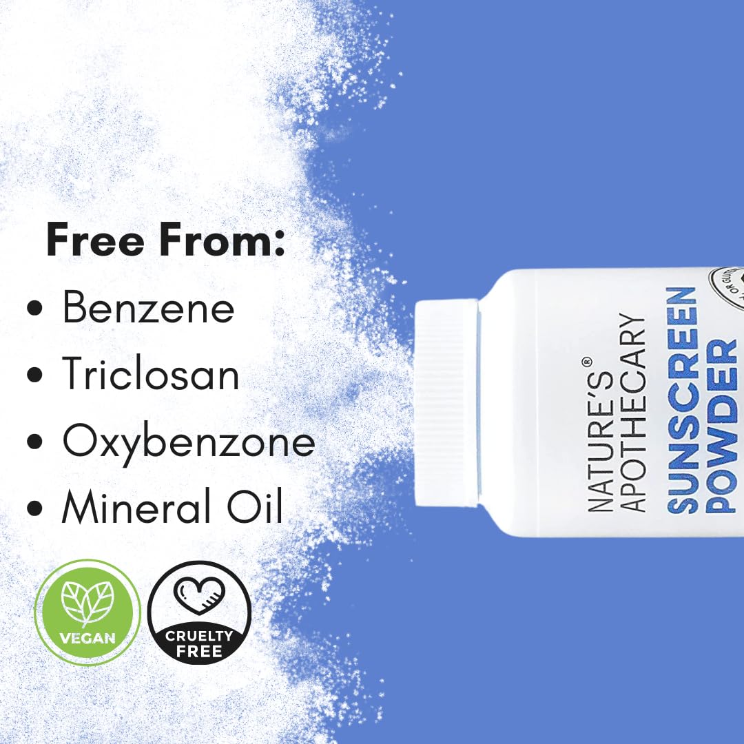 Nature's Apothecary applying powder with brush for quick sun protection
