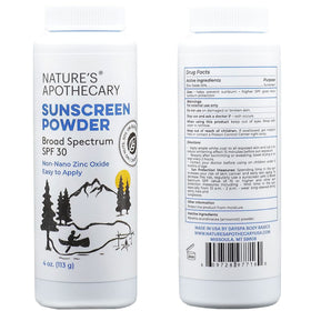 Nature's Apothecary open tin with loose zinc oxide powder ready to apply