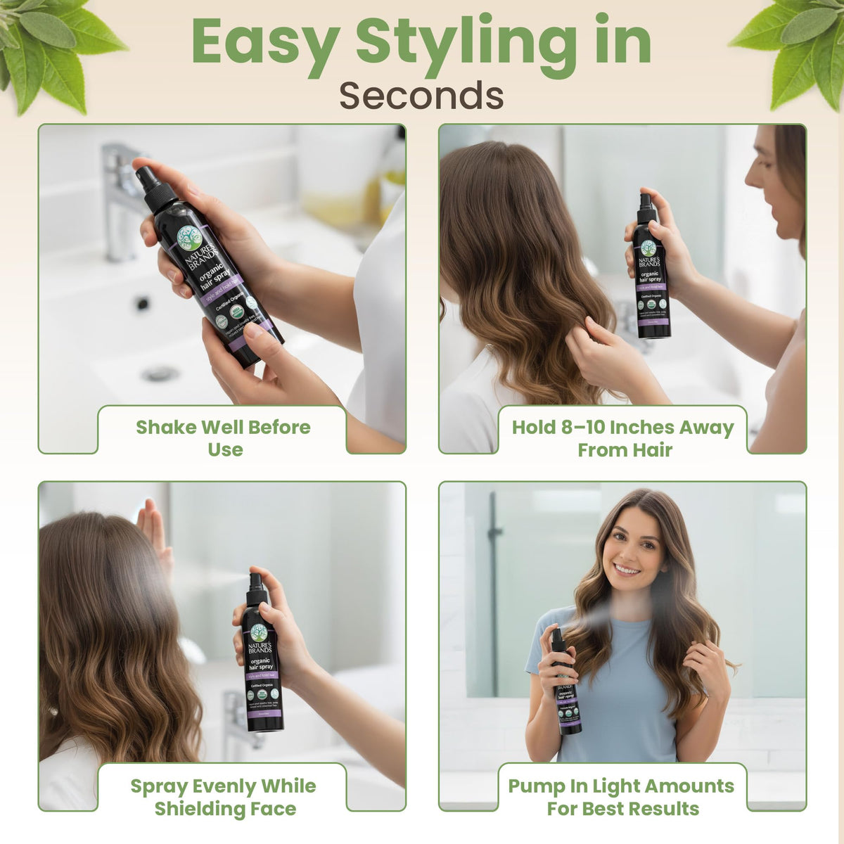 Nature's Brands bottle label focused on ingredient listing and paraben-free, vegan badges