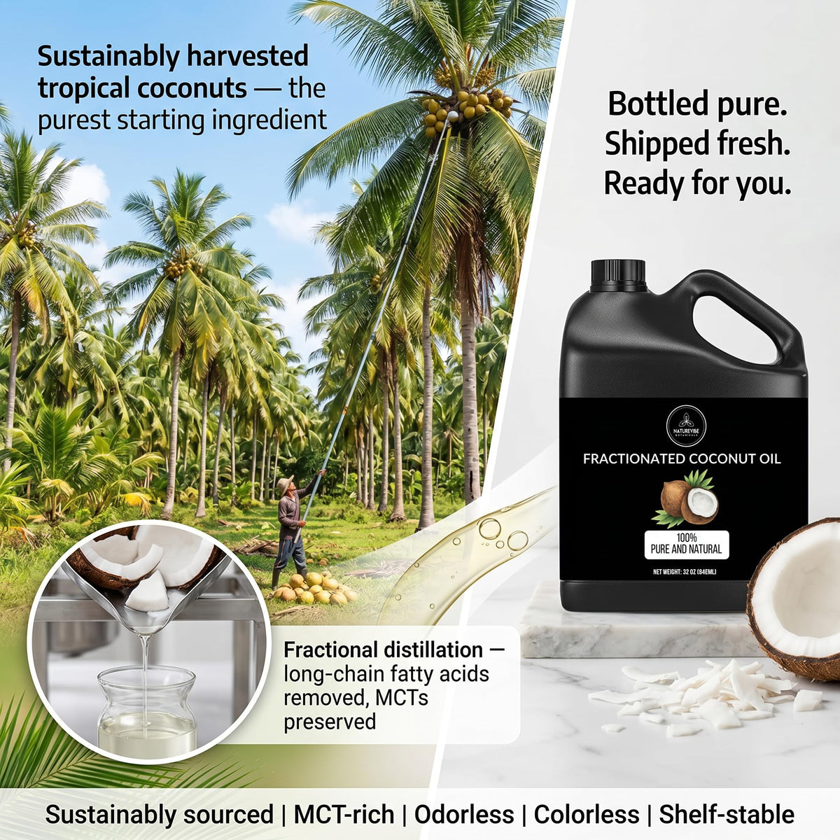 Naturevibe Botanicals oil in palm showing lightweight fast-absorbing benefit