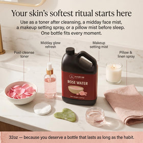 Naturevibe Botanicals bottle on vanity suggesting daily skincare convenience and routine