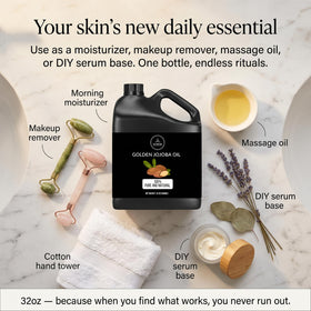 Naturevibe Botanicals oil pouring from bottle highlighting smooth, lightweight texture