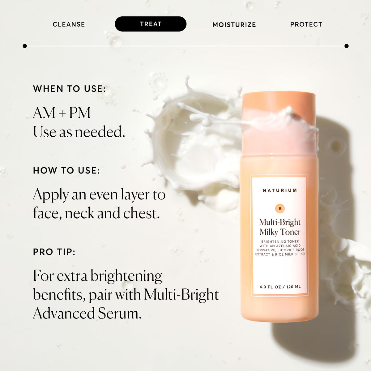 Naturium application pouring toner into hands to demonstrate easy, controlled dispensing