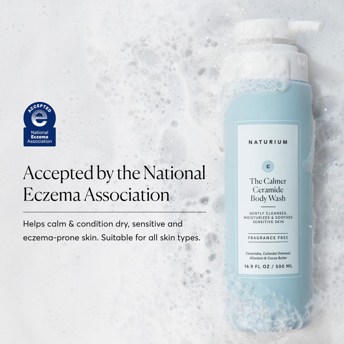 Naturium product label close-up showing fragrance-free and dermatologist-tested benefits