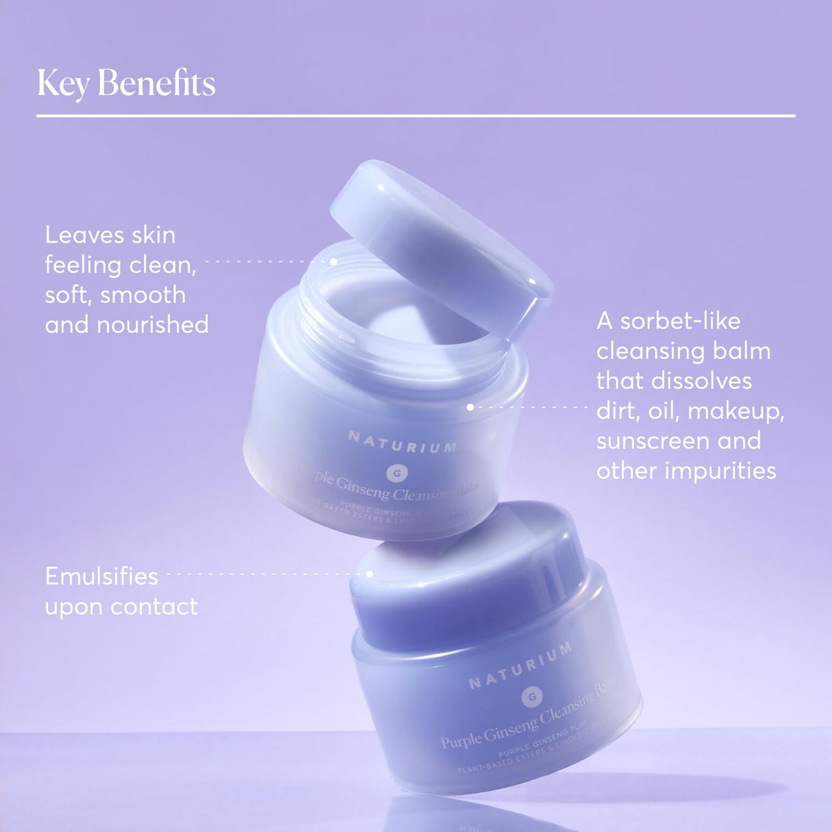 Naturium balm in hand demonstrating how it melts to oil for easy cleansing