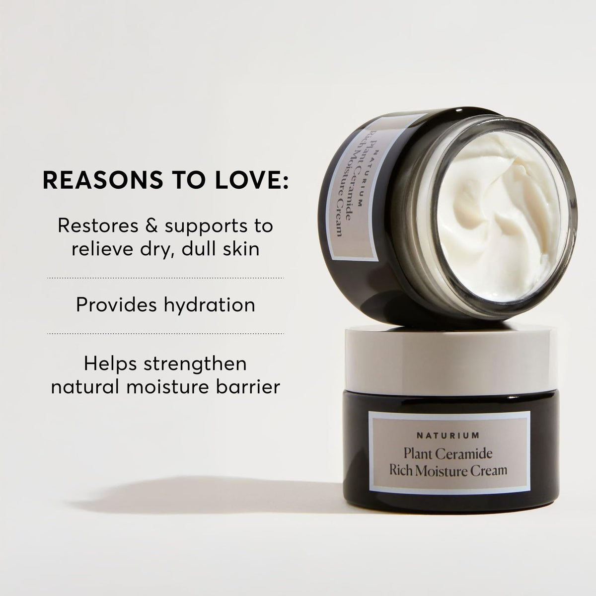 Naturium cream applied to hand, shows instant smoothing hydration benefit