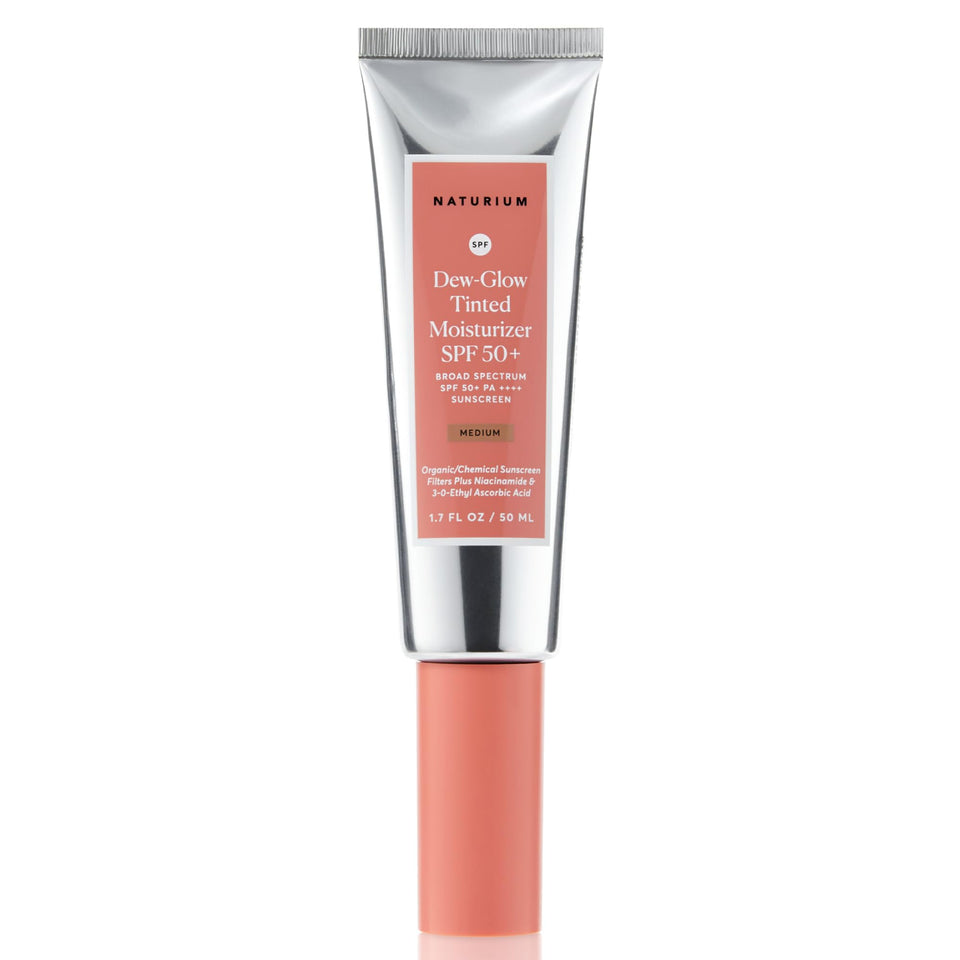 Naturium front packaging showing SPF 50+ protection and medium tint benefit