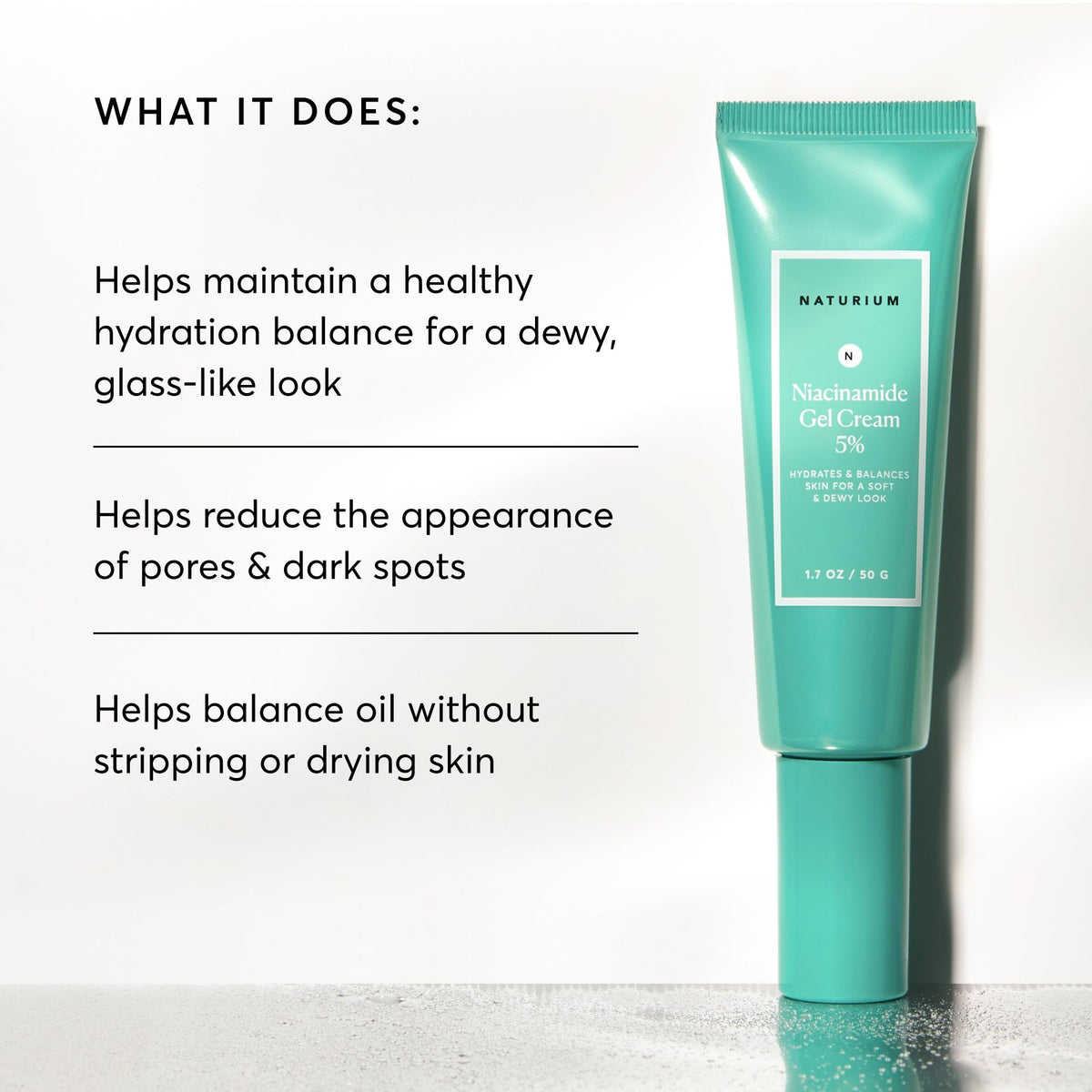 Naturium dispensing pump releasing gel-cream for easy, hygienic use