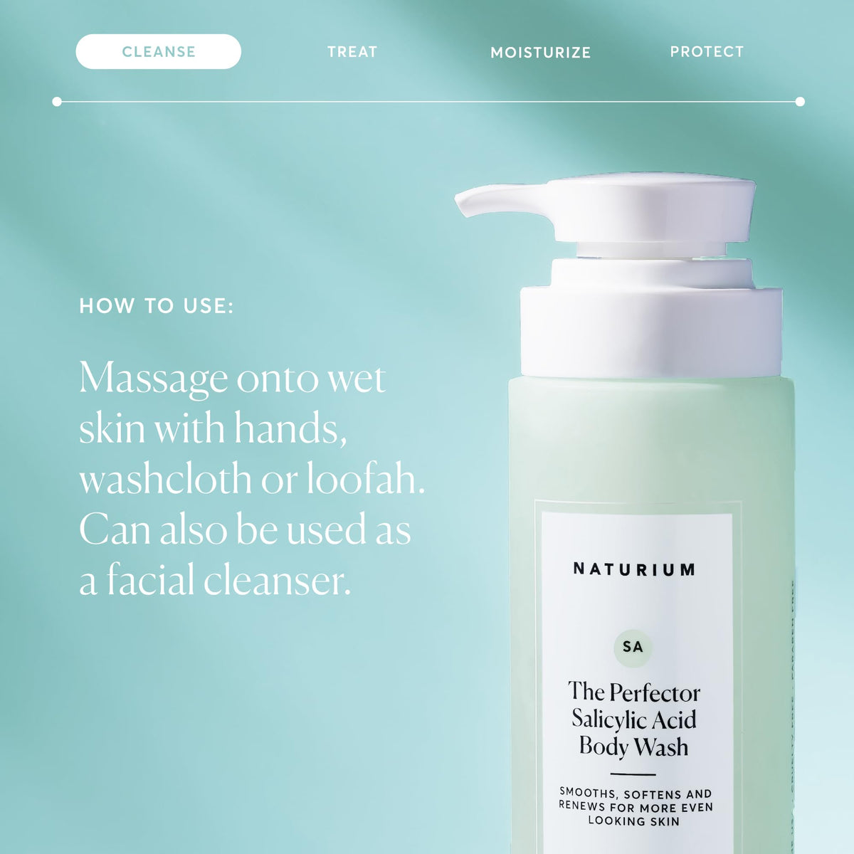 Naturium gel foaming on loofah demonstrating gentle lather and effective cleansing