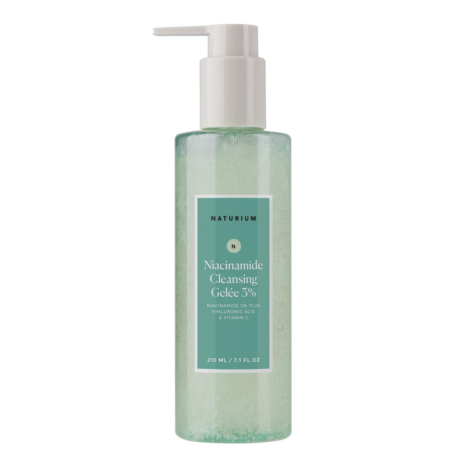 Naturium front bottle showing cleanser packaging and clear branding benefits